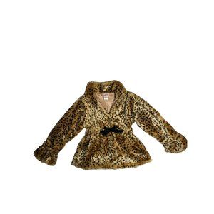 Little Lass Girls Size 6 Lepard Faux Fur Winter Coat